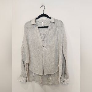 FREE PEOPLE Striped Button-Up Blouse